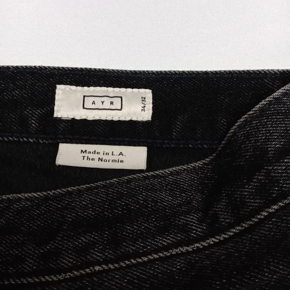 AYR Jeans Mens 34 x 32 The Normie Straight Leg Inky Black Premium Denim NWOT